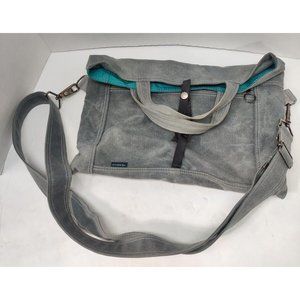 Moop Women's “The Paperback” Crossbody Bag Gray Canvas Removable Strap
